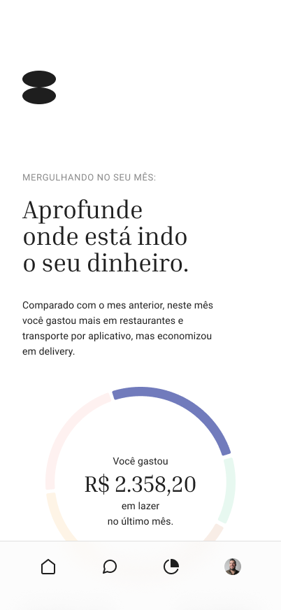 Painel de transações de conta e cartão no app da Banzai